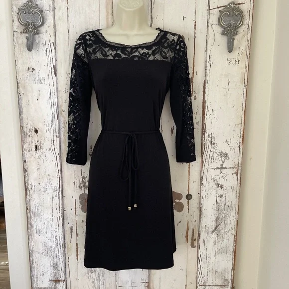 blue dress for baby girl Black Lace Keyhole Mini Dress main image 0